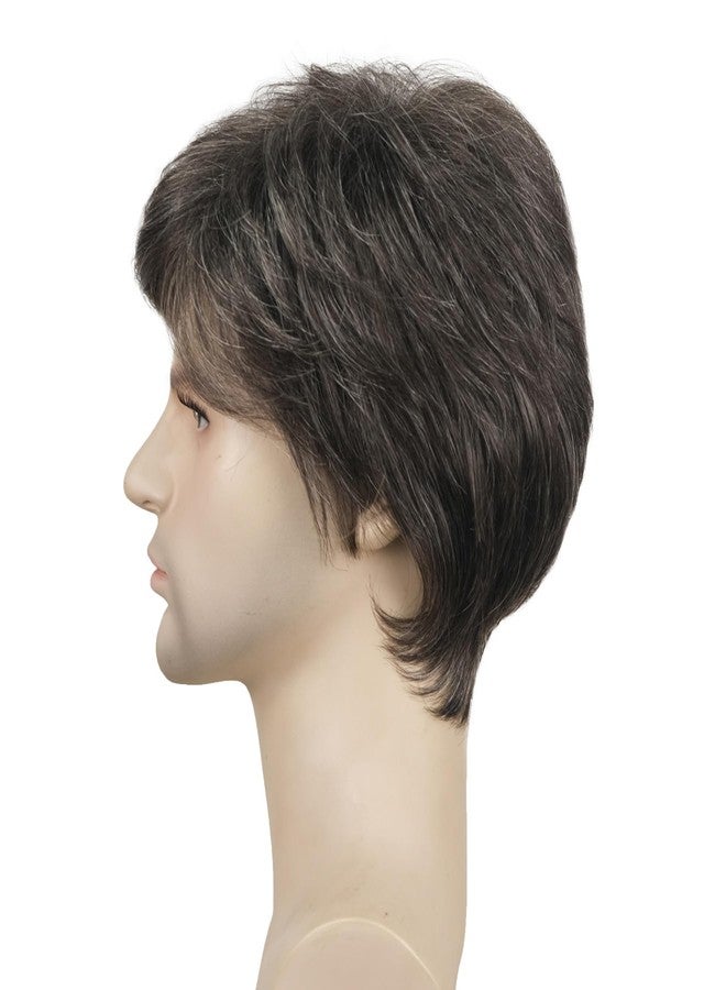 ايمول شعر مستعار رجالي قصير مستقيم رمادي من إيمول، شعر طبيعي، شعر مستعار صناعي - Image 5